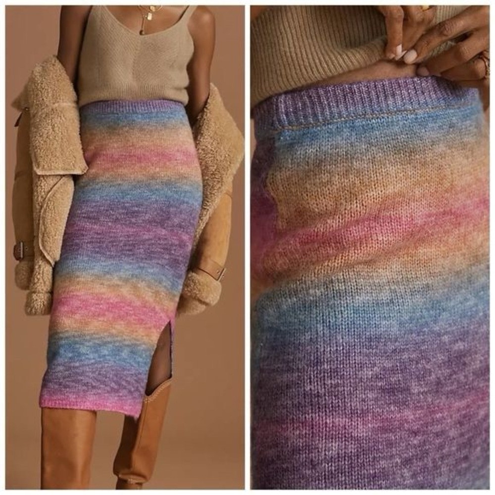 NWT By Anthropologie Sunset Sweater Midi Skirt